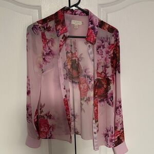 Ted Baker Pink and Red Floral Blouse size 0